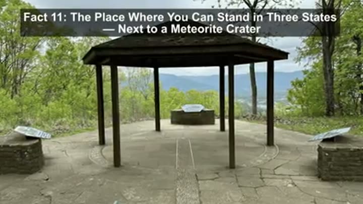 The unique point where three states meet, near a significant meteorite crater.