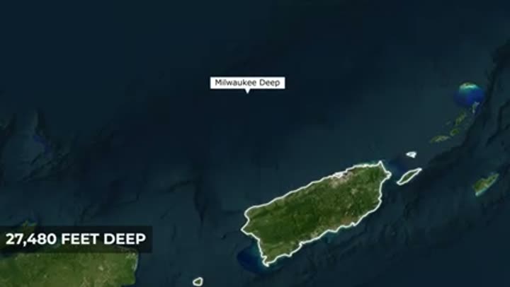 Map highlighting the Milwaukee Deep, a significant abyssal frontier with immense depth.