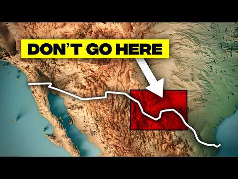 The imposing border wall represents a significant human engineering feat on the frontier.